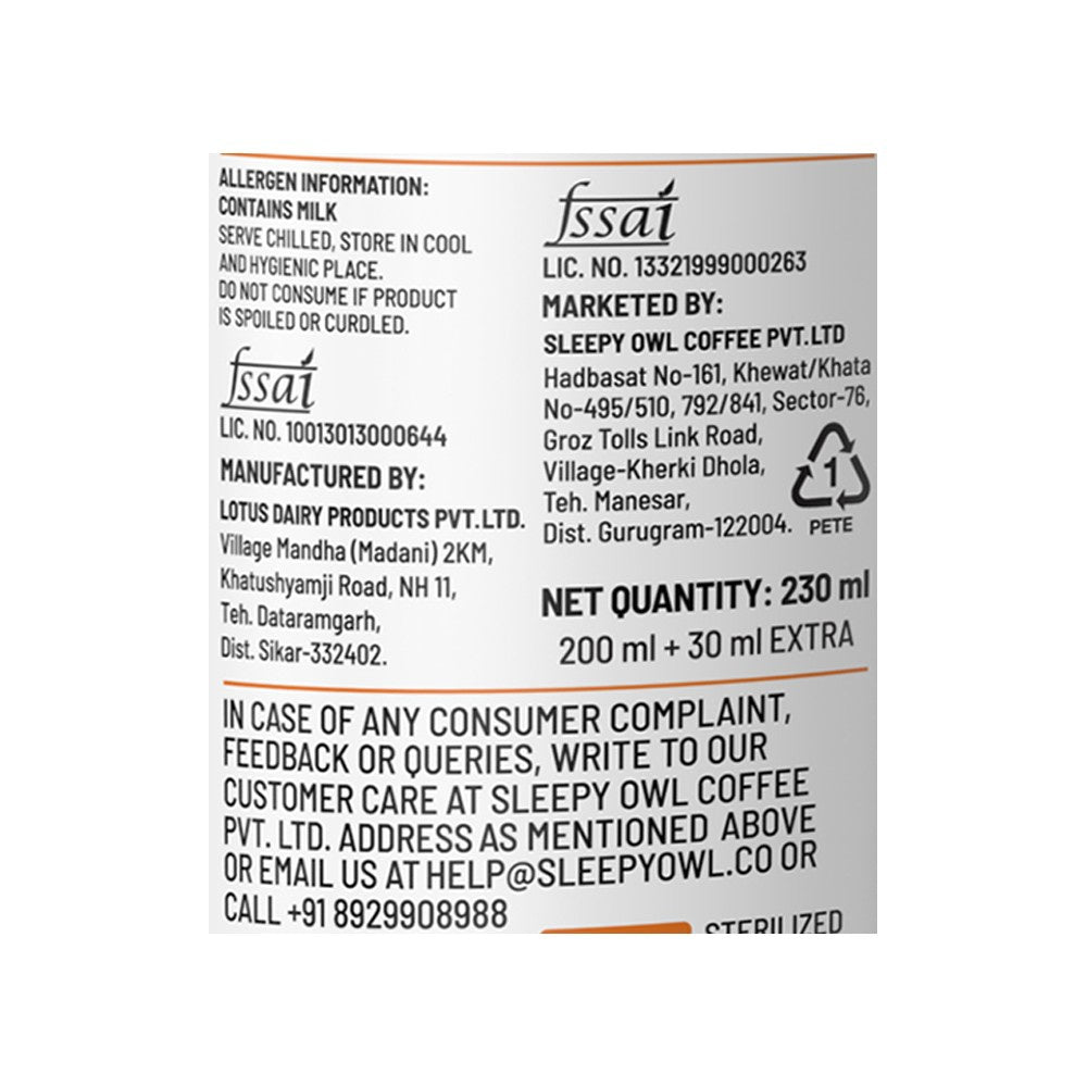 Sleepy Owl Hazelnut Cold Coffee Can - Pack of 2 : 2 x 200 ml