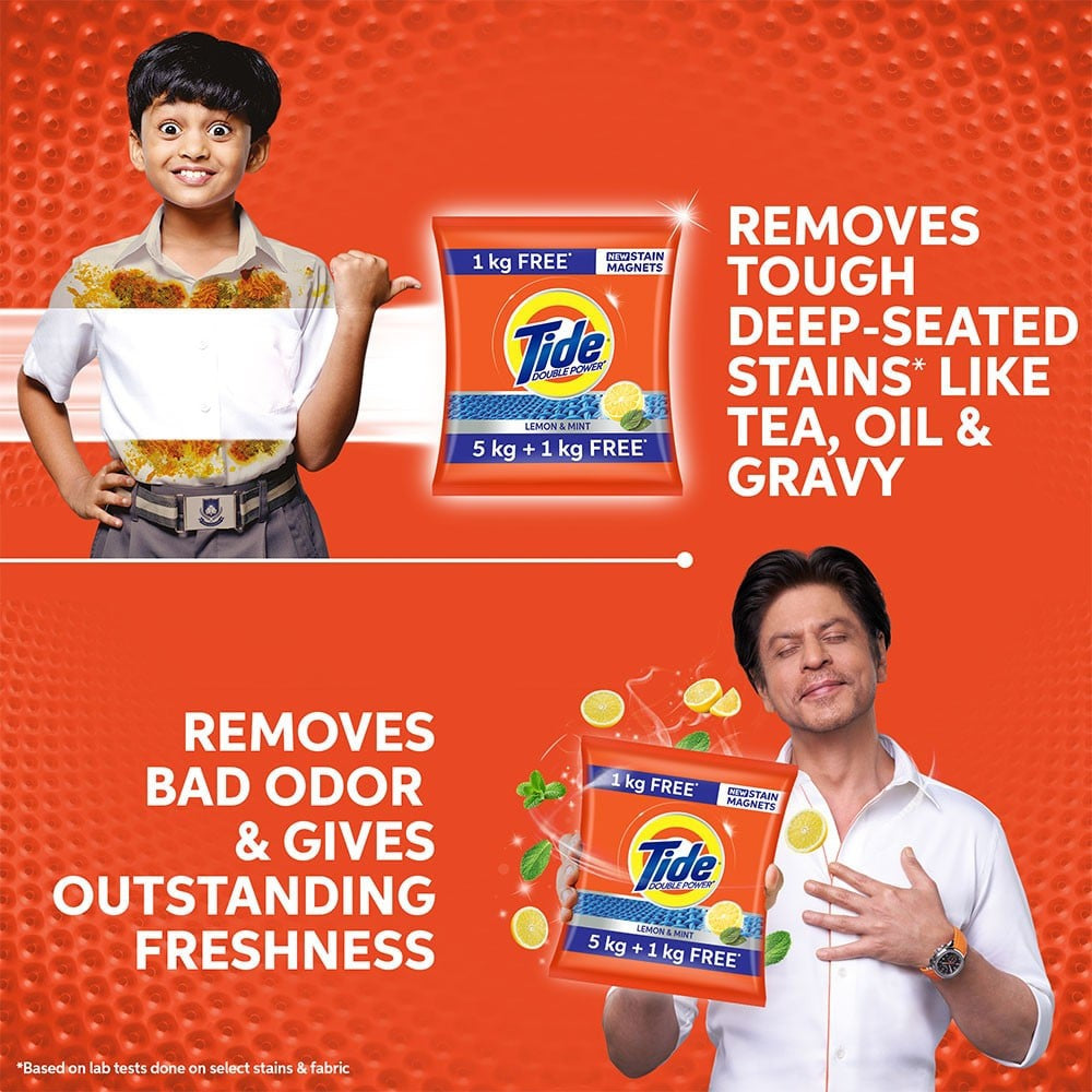 Tide Double Power Detergent Powder (Lemon & Mint) : 5 kg + 1 kg
