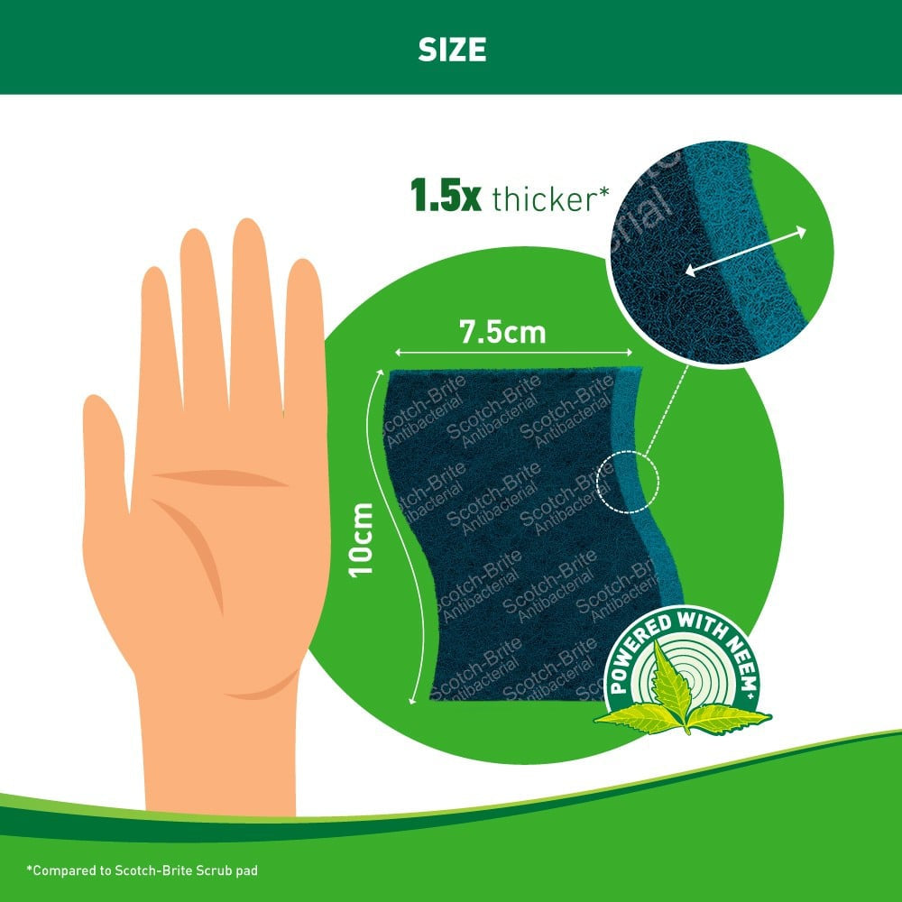 Scotch Brite 3 Pcs Antibacterial Scrub Pad (2.75 x 4 inch) : 1 unit