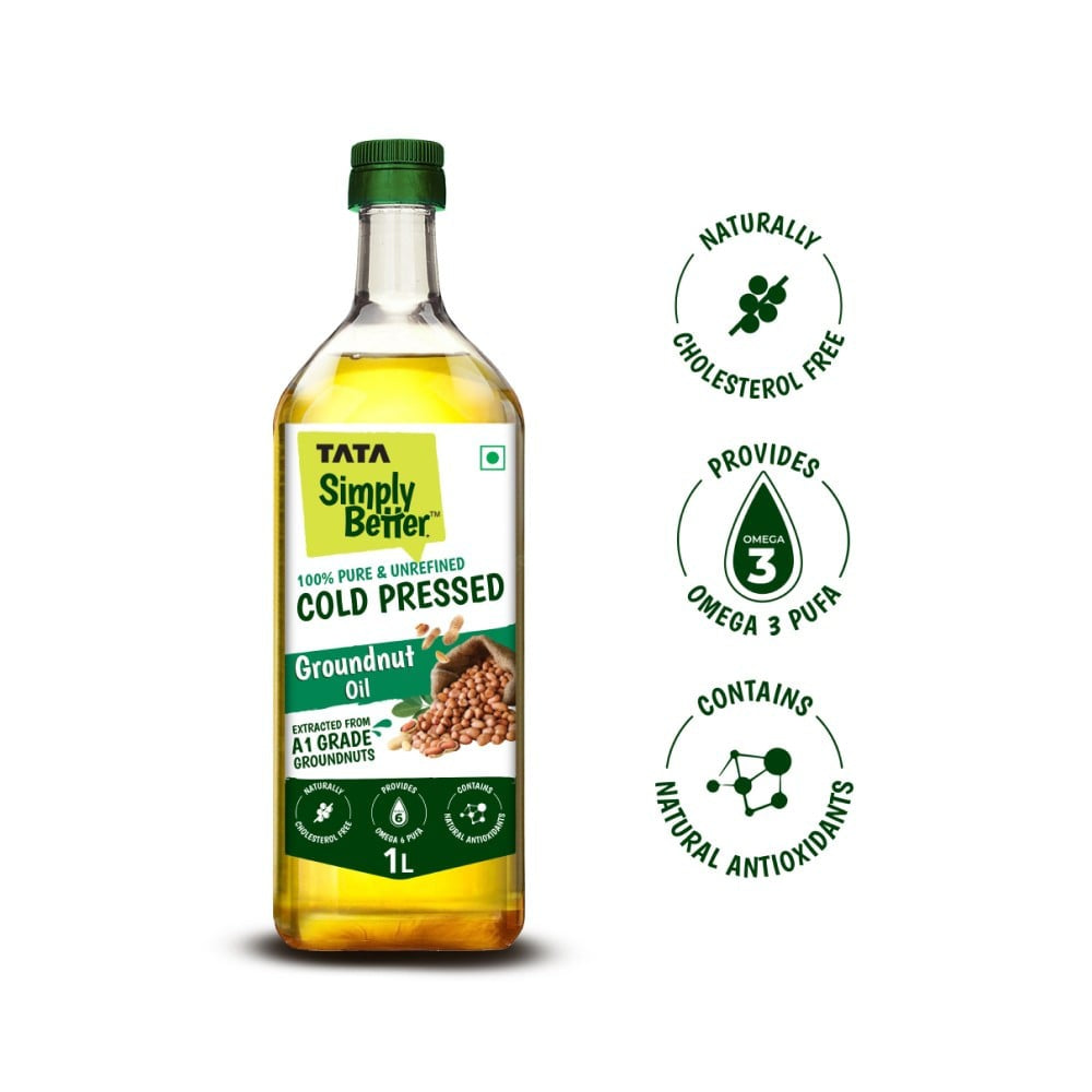 Tata 100% Pure Cold Pressed Groundnut Oil / Peanut Oil : 1 ltr