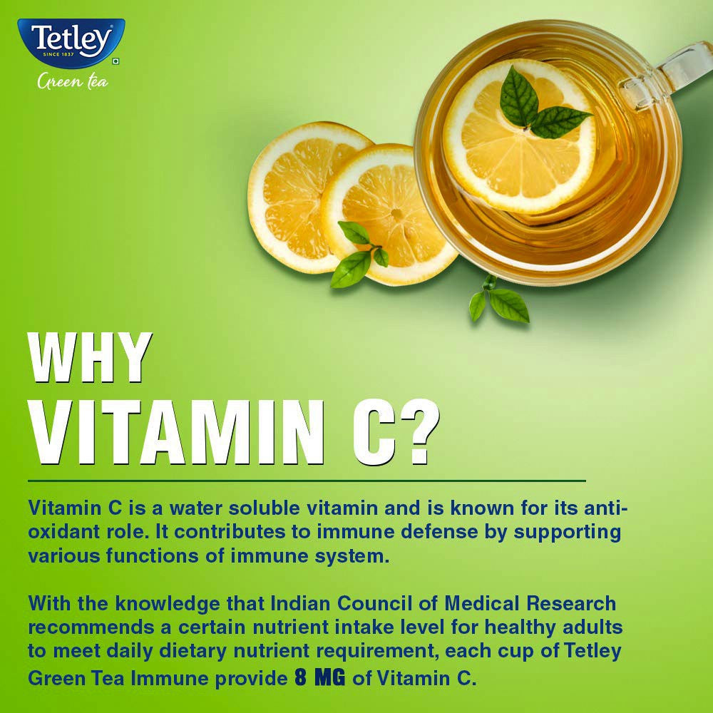 Tetley Ginger, Mint & Lemon Green Tea Bags (Immune with added Vitamin C) - Pack of 2 : 2 x 25 pieces