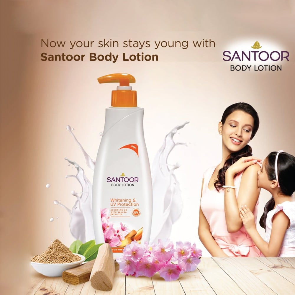 Santoor Whitening & UV Protection Body Lotion : 400 ml