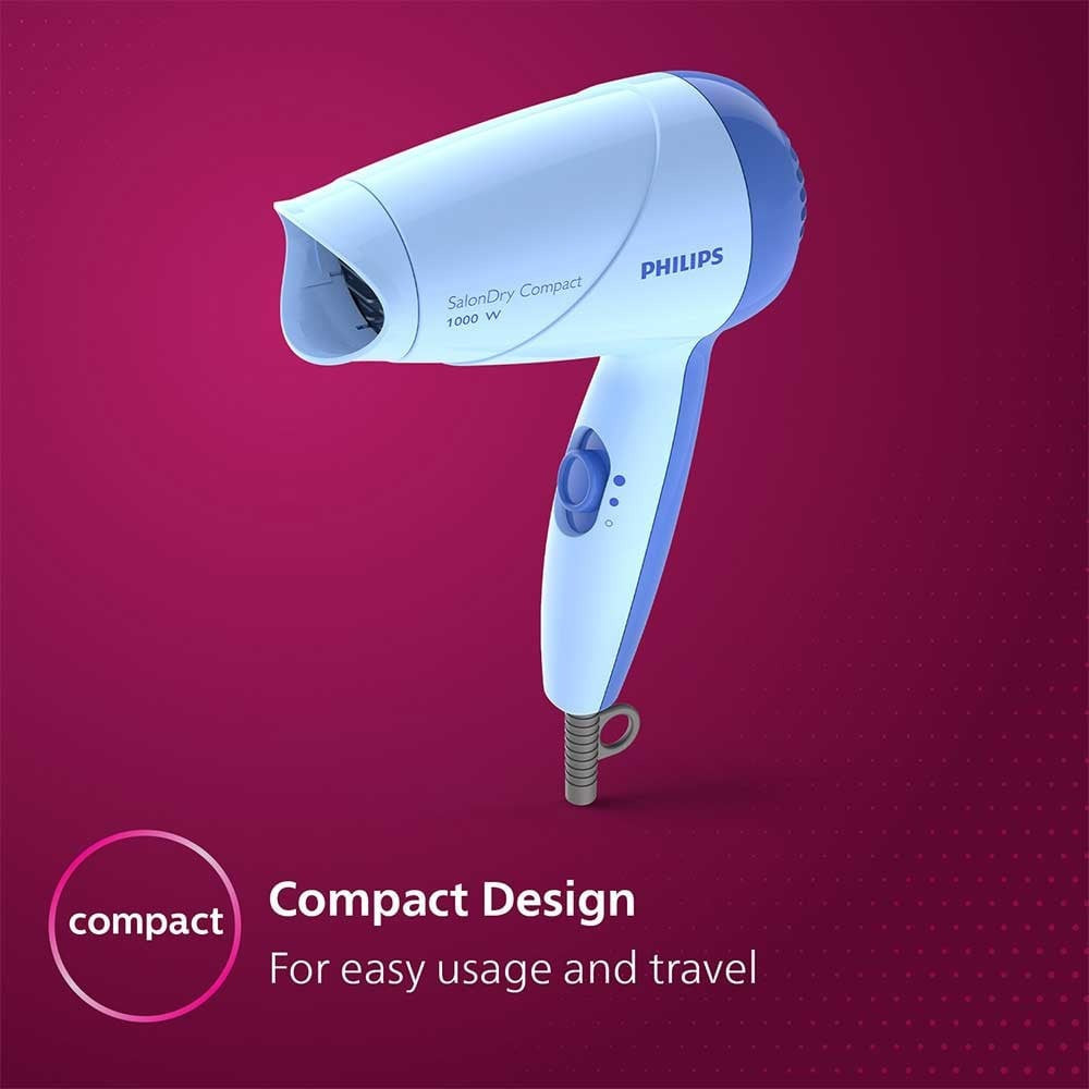 Philips HP8100/60 Compact Hair Dryer (Blue, 1000W) : 1 unit