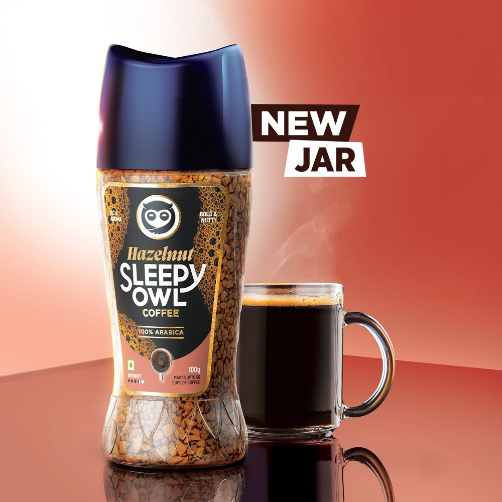 Sleepy Owl Hazelnut 100% Arabica Instant Flavoured Coffee - Pack of 2 : 2 x 100 g