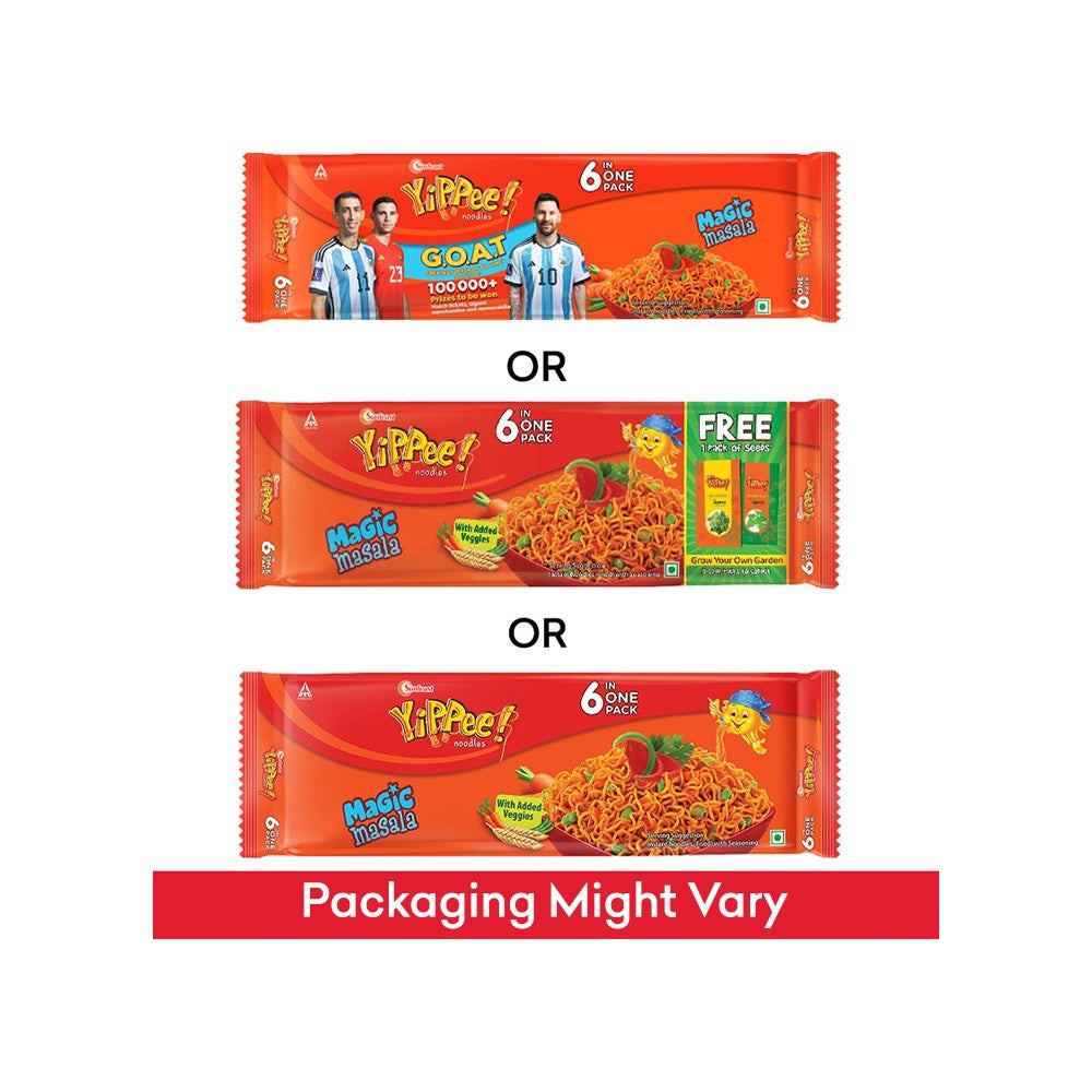 Yippee Magic Masala Instant Instant Noodles with Added Veggies (360 g) - Pack of 2 : 2 x 360 g