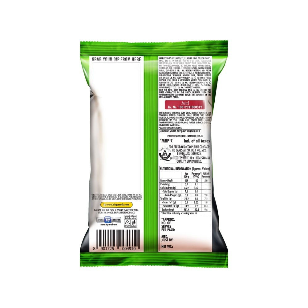 Bingo Chilli Limon Nachos - Pack of 2 : 2 x 82 g