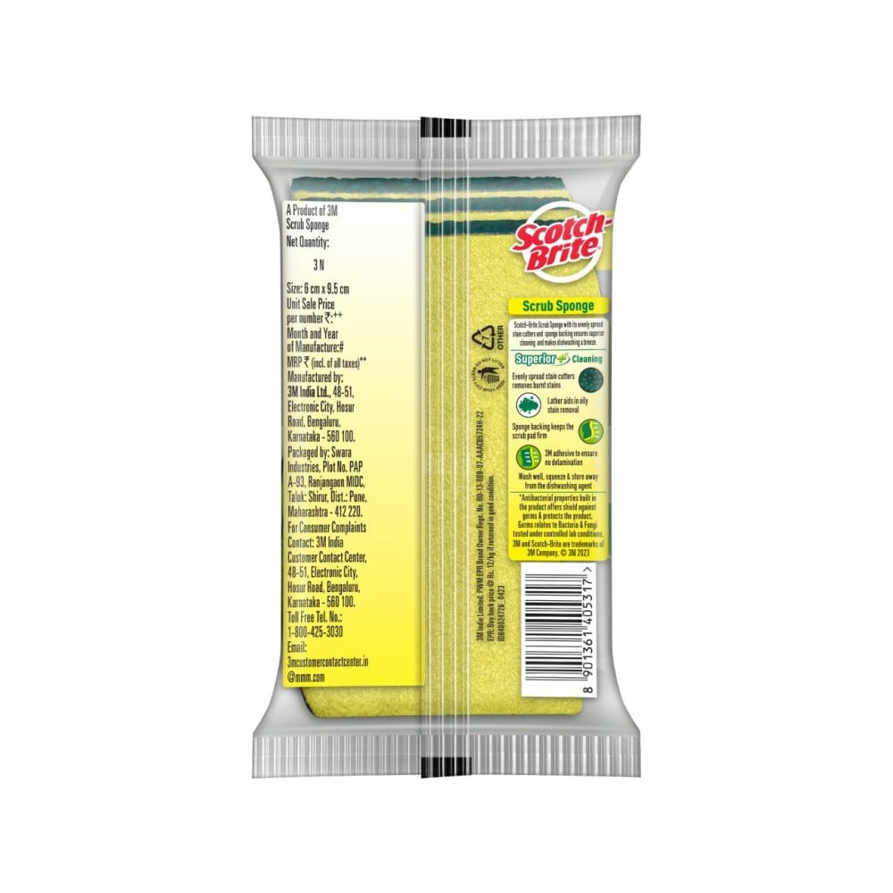 Scotch Brite Sponge Scrub : 1 pack (3 pieces)