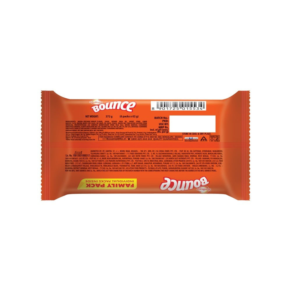 Sunfeast Bounce Orange Cream Biscuits : 372 g