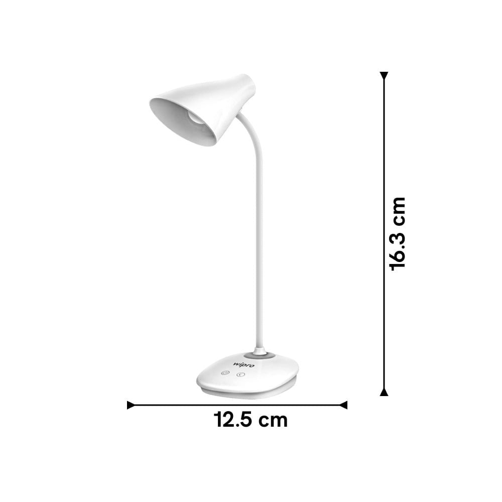 Wipro Aries Rechargeable Table 6W Desk Light (White) : 1 unit