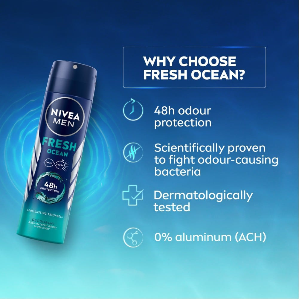 Nivea Men Fresh Ocean Men's Deodorant - Pack of 2 : 2 x 150 ml