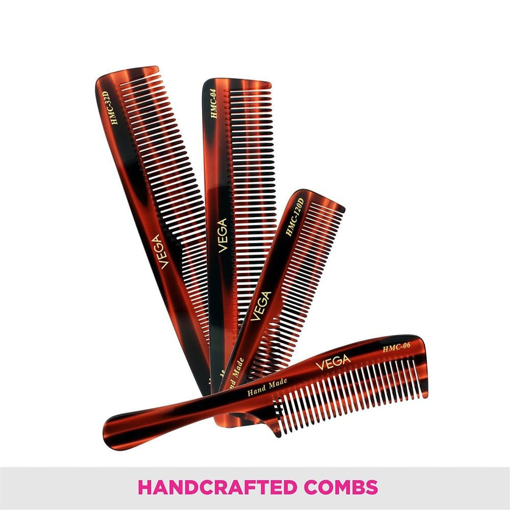 Vega Hand Made Hair Comb (Brown) : 1 pack (4 pieces)