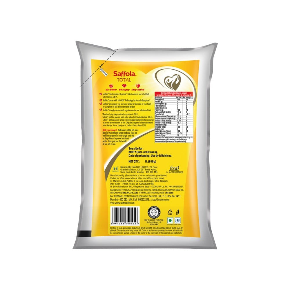 Saffola Total Pro Heart Conscious Edible Oil : 1 ltr