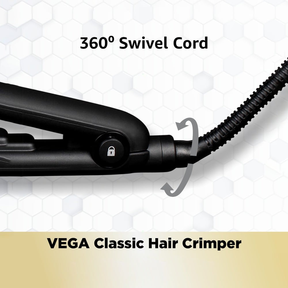 Vega Classic Hair Crimper for Women, VHCR-01 (Black, 60W) : 1 unit
