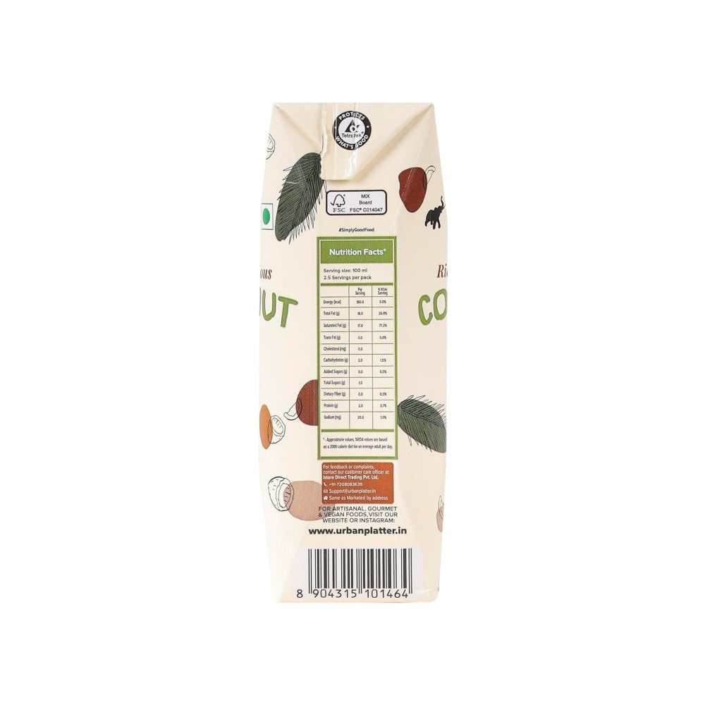 Urban Platter Unsweetened Coconut Milk : 250 ml