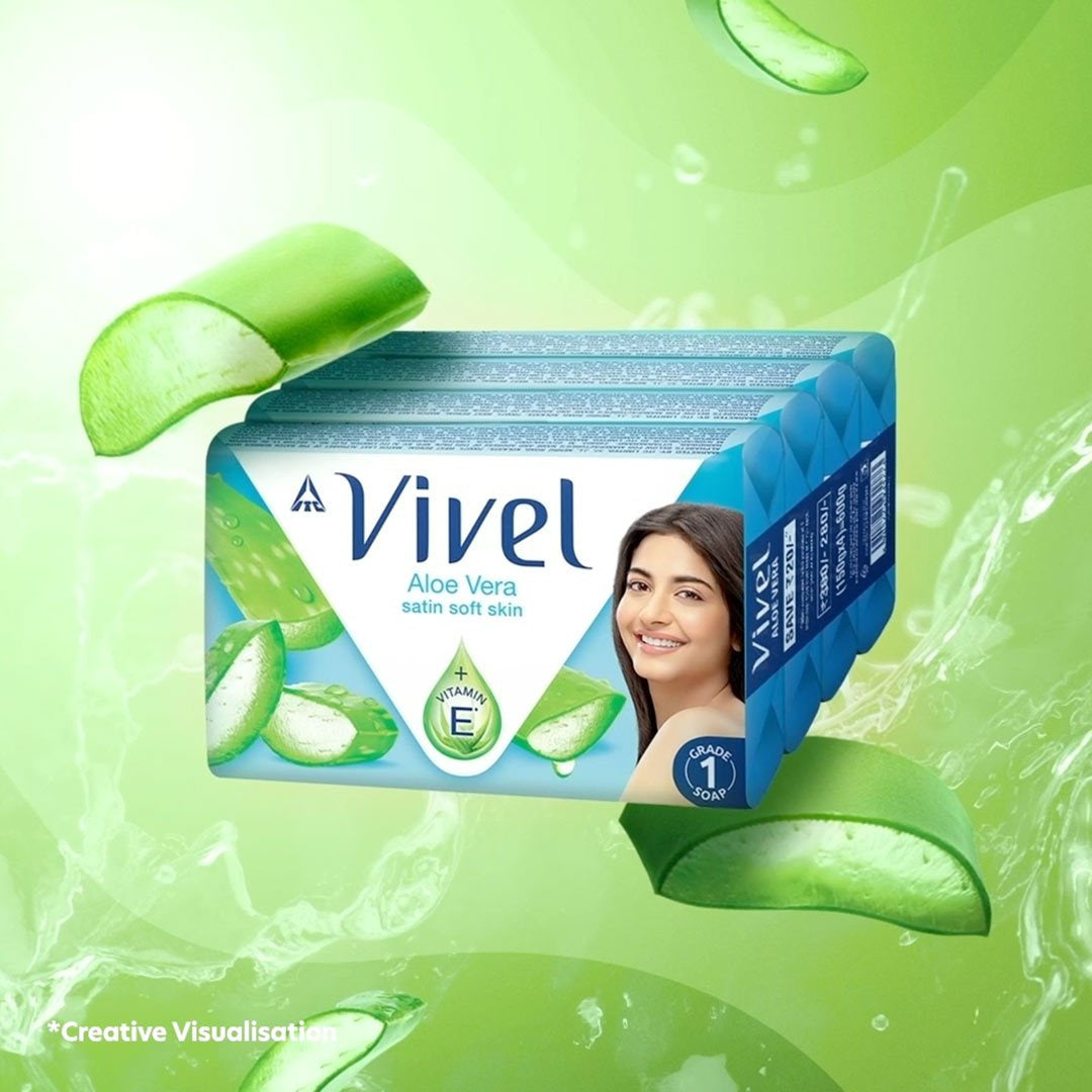 Vivel Aloe Vera Bathing Soap - Pack of 4 : 4 x 150 g