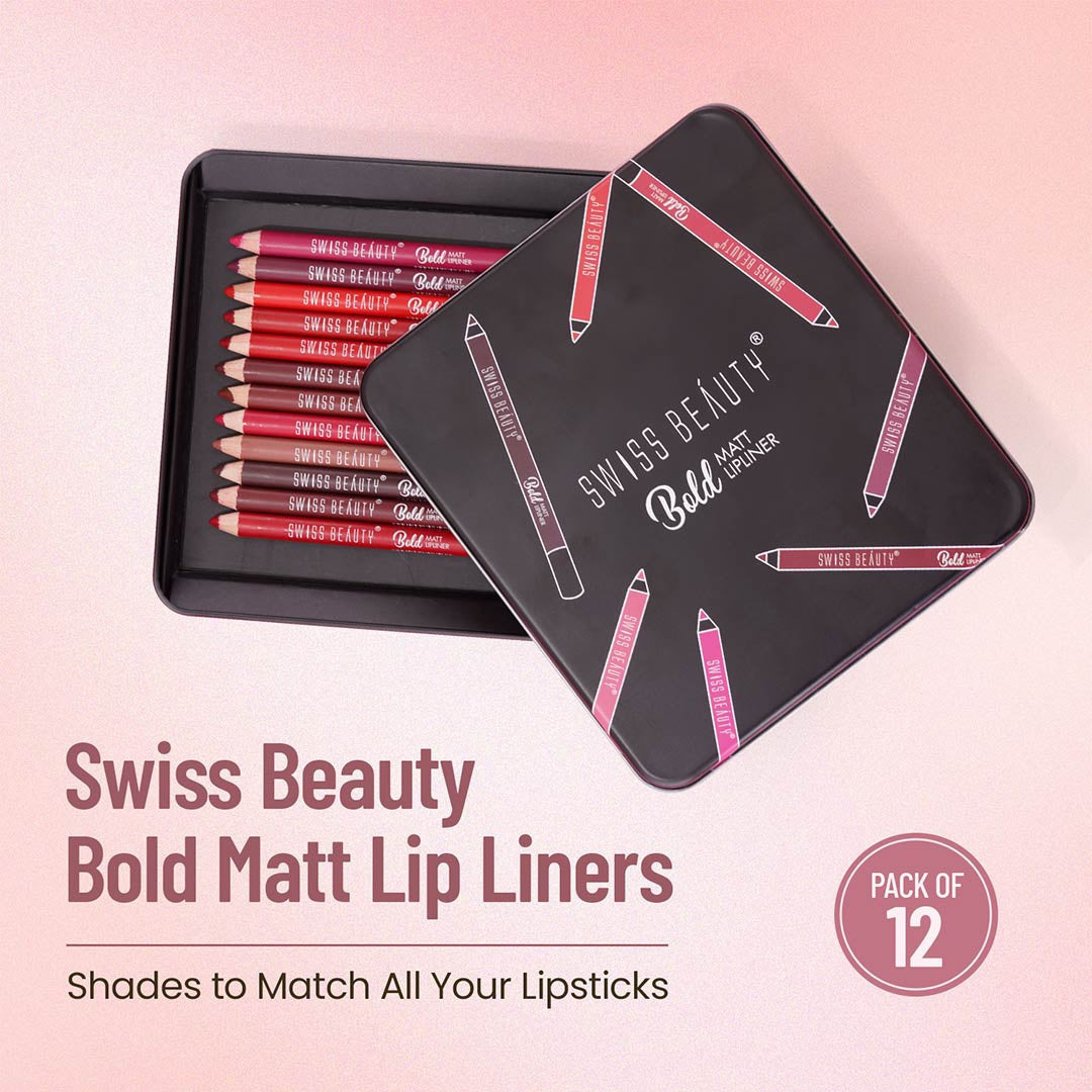 Swiss Beauty Bold Matt Lip Liner - Pack of 12 : 12 x 1.6 g