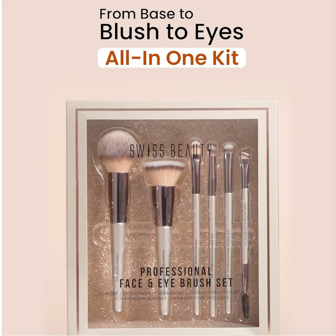 Swiss Beauty Professional Face & Eye Makeup Brush Set : 1 pack (6 pieces)