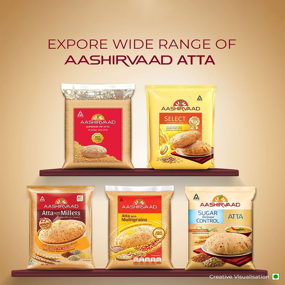 Aashirvaad 0% Maida, 100% M.P. Chakki Atta : 10 kg