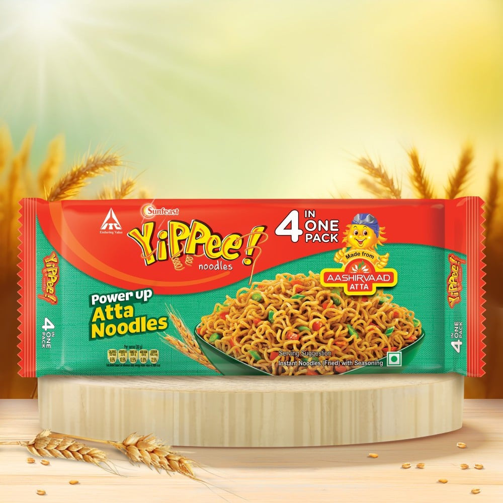 Yippee Power up Atta Instant Noodles Made from Aashirvaad Atta - Pack of 2 : 2 x 280 g