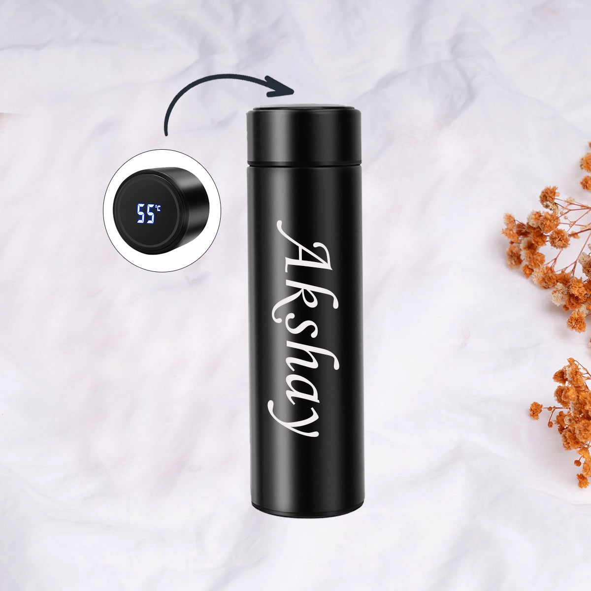 Prithvi Customized Temperature Bottle (Black) & Rakhi Hamper