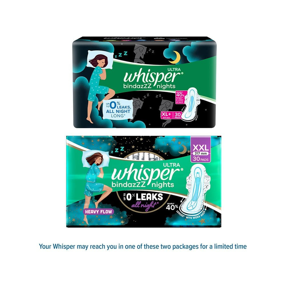 Whisper Ultra Bindaz Nights Sanitary Pads : 30 pieces