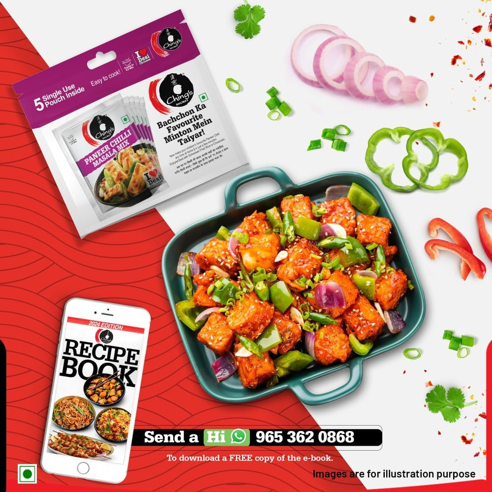 Ching's Secret Paneer Chilli Masala Instant Mix - 5 Single Use Pouches : 5 x 20 g