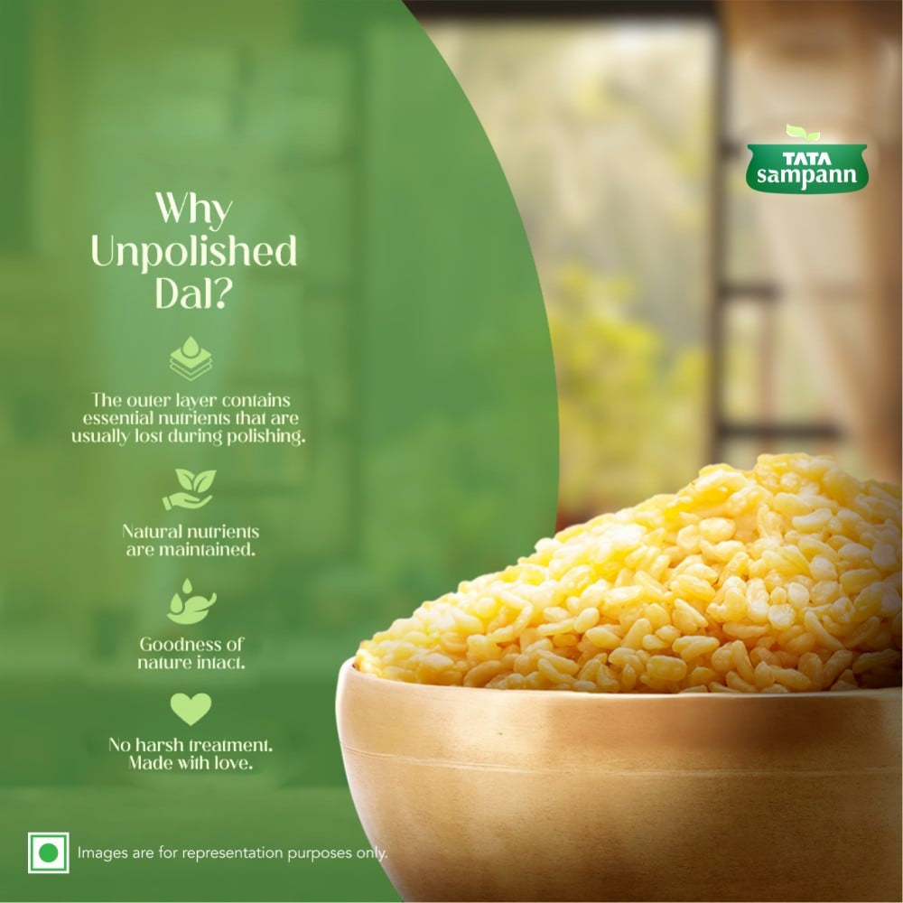 Tata Sampann Unpolished Yellow Moong Dal (Dhuli) Split : 500 g