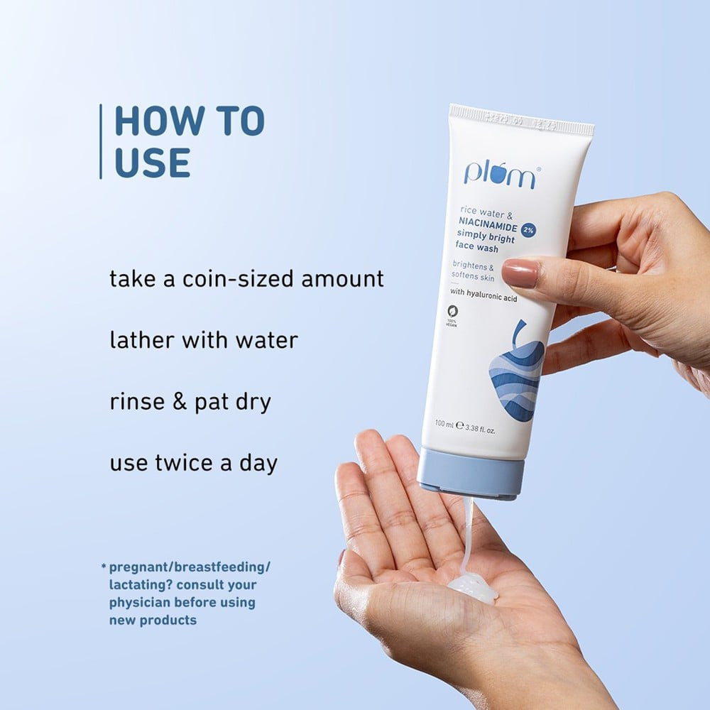 Plum Simply Bright Face Wash with 2% Niacinamide & Rice Water : 100 ml