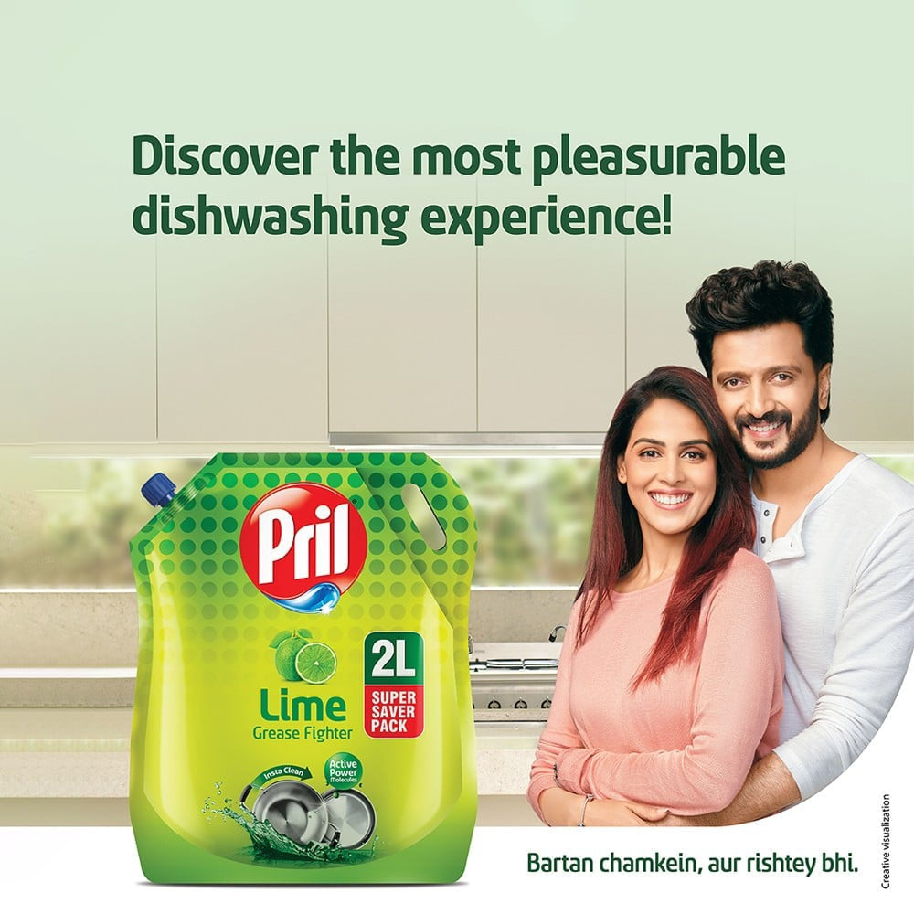 Pril Dishwash Gel (Lime) : 2 ltr