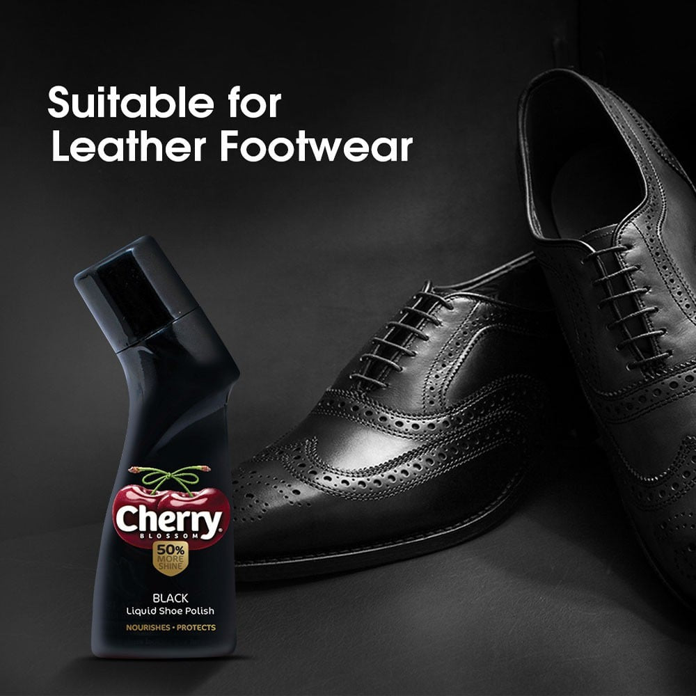 Cherry Blossom Black Handy Shoe Shiner + Black Liquid Shoe Polish Combo : 75 ml + 1 unit