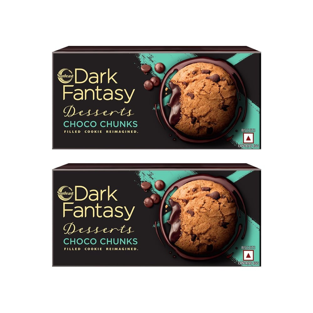 Sunfeast Dark Fantasy Desserts Choco Chunks Cookies - Pack of 2 : 2 x 75 g