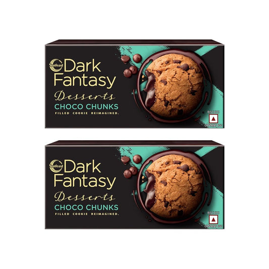 Sunfeast Dark Fantasy Desserts Choco Chunks Cookies - Pack of 2 : 2 x 75 g