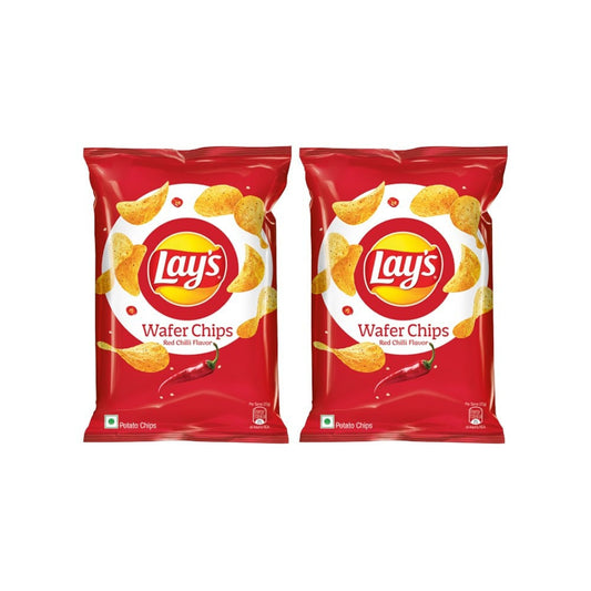 Lay's Wafer Potato Chips (Red Chilli) - Pack of 2 : 2 x 82 g