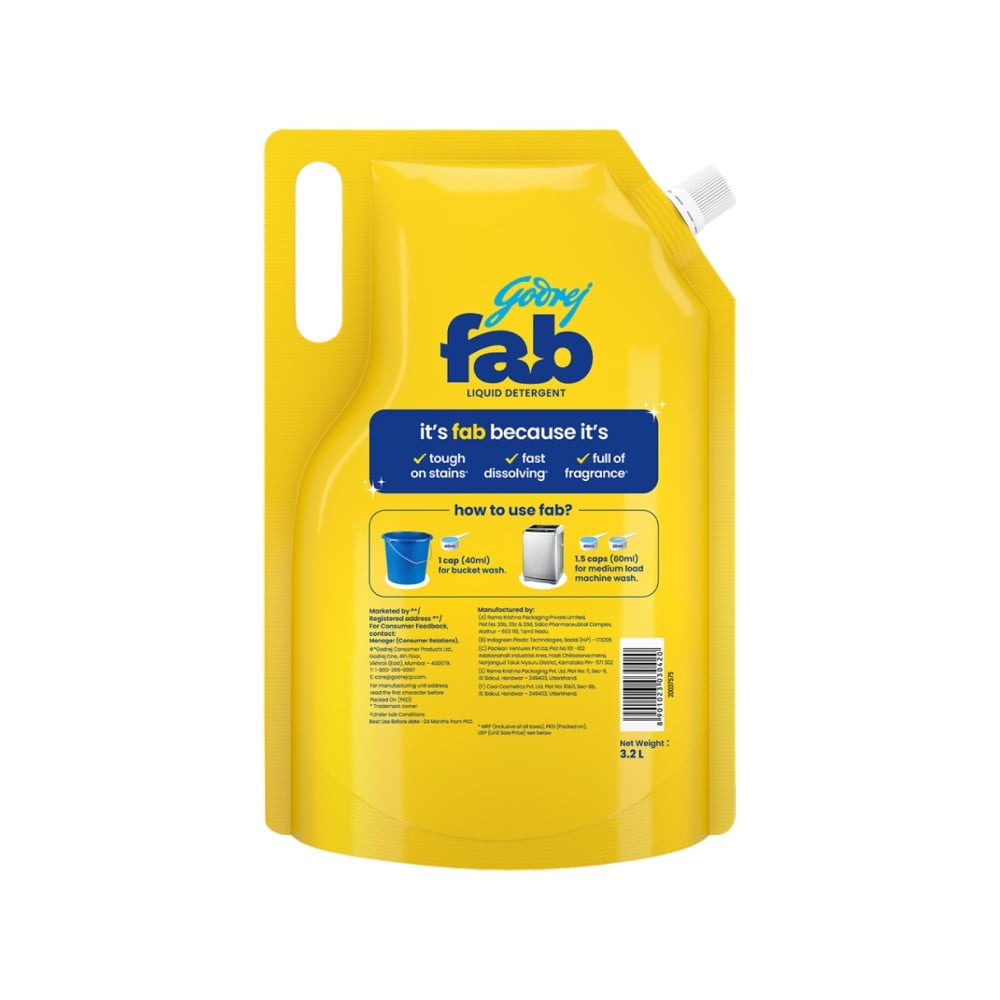 Godrej Fab Liquid Detergent - Refill Pack : 3.2 ltr