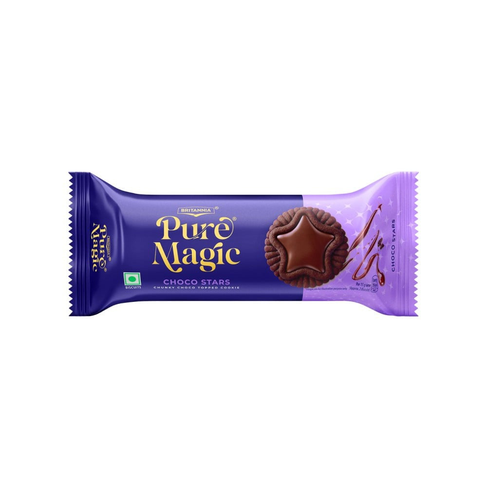 Britannia Pure Magic Choco Stars Chunky Chocolate Topped Cookies : 68.9 g