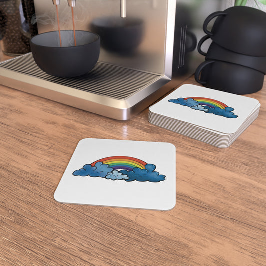 Happy Clouds with Rainbow: Printed Coaster Set (Set of 4) - Prithvi Enterprises