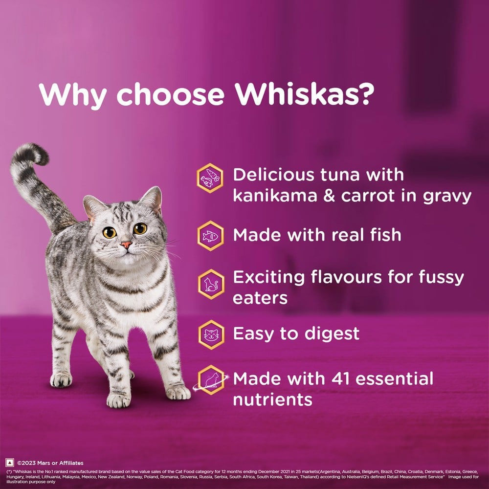 Whiskas Tasty Mix Wet Cat Food (Tuna With Kanikama And Carrot in Gravy) 1+ years : 70 g