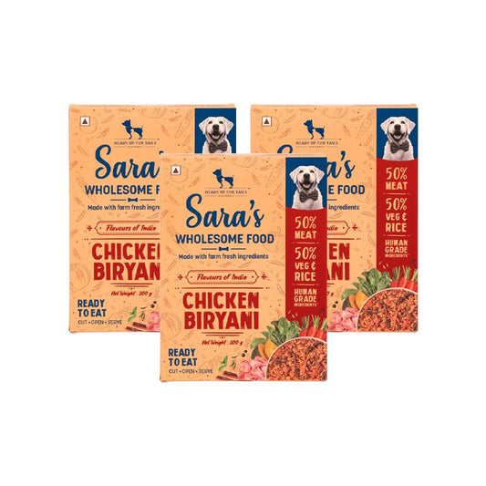 HUFT Sara's Wholesome Chicken Biryani Dog Food - Pack of 3 : 3 x 300 g