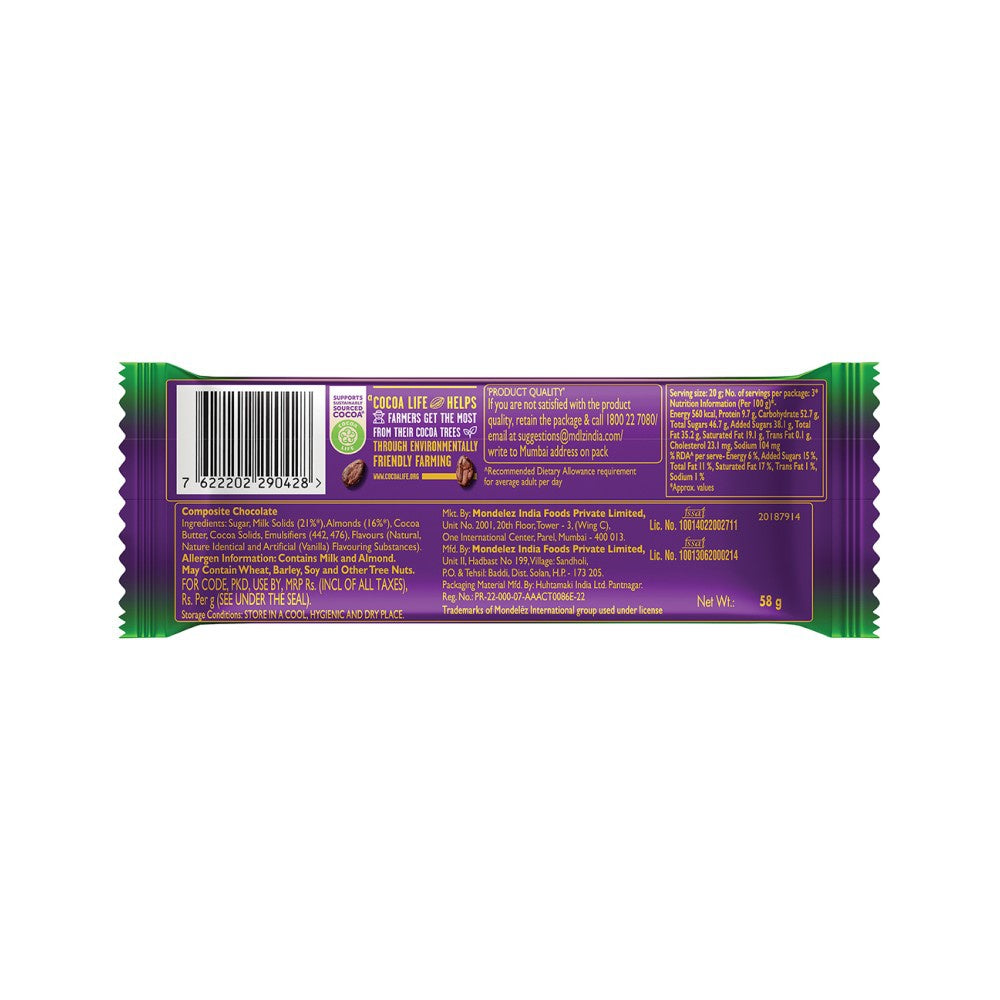 Cadbury Dairy Milk Silk Roast Almond Flavoured Chocolate Bar : 58 g