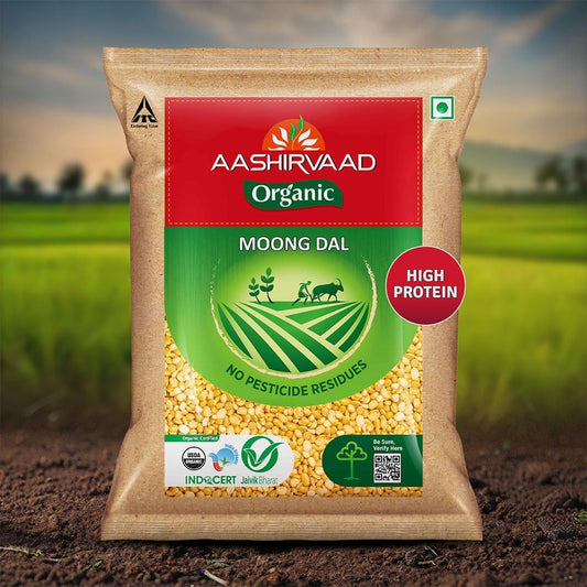 Aashirvaad 100% Organic Moong Dal (Dhuli) : 500 g