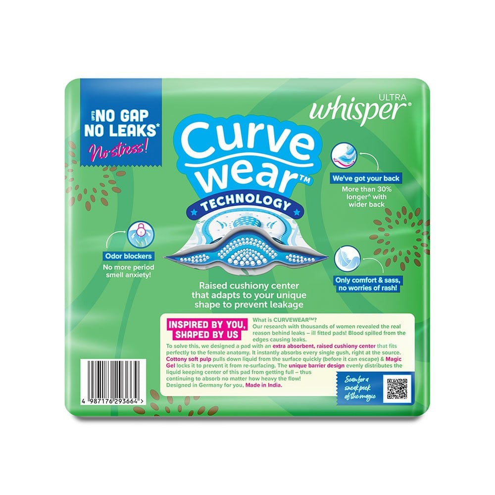 Whisper Ultra Upto No Gap No Leaks Sanitary Pads (XL+, 50 pieces)