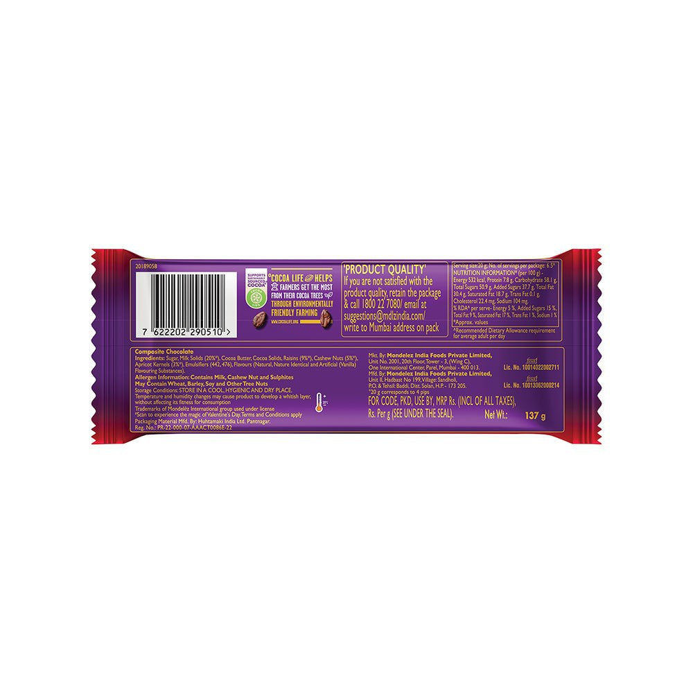 Cadbury Dairy Milk Silk Fruit & Nut Flavoured Chocolate Bar - Pack of 2 : 2 x 137 g