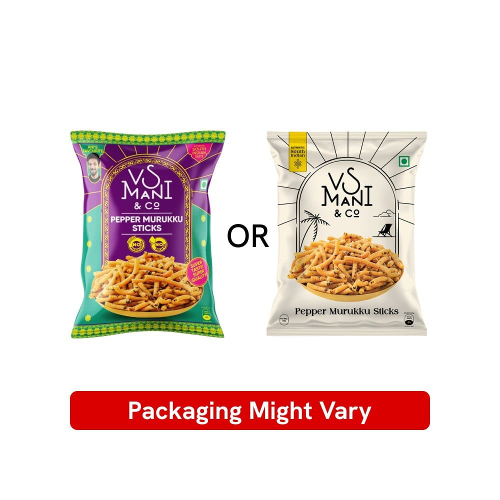 VS Mani & Co. Pepper Murukku Namkeen - Pack of 2 : 2 x 65 g