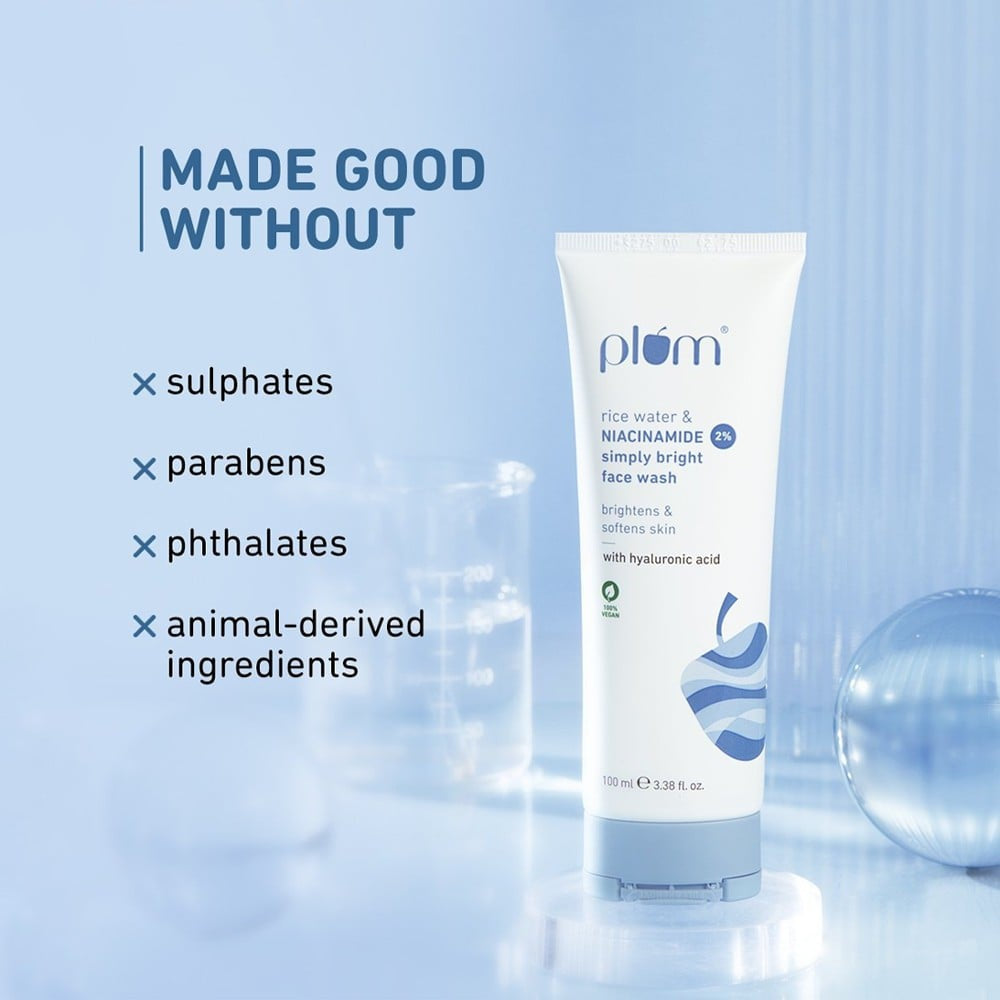 Plum Simply Bright Face Wash with 2% Niacinamide & Rice Water : 100 ml