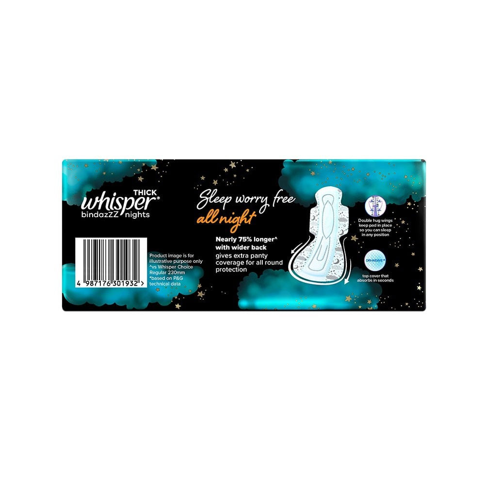 Whisper Bindazzz Nights Sanitary Pads : 10 pieces