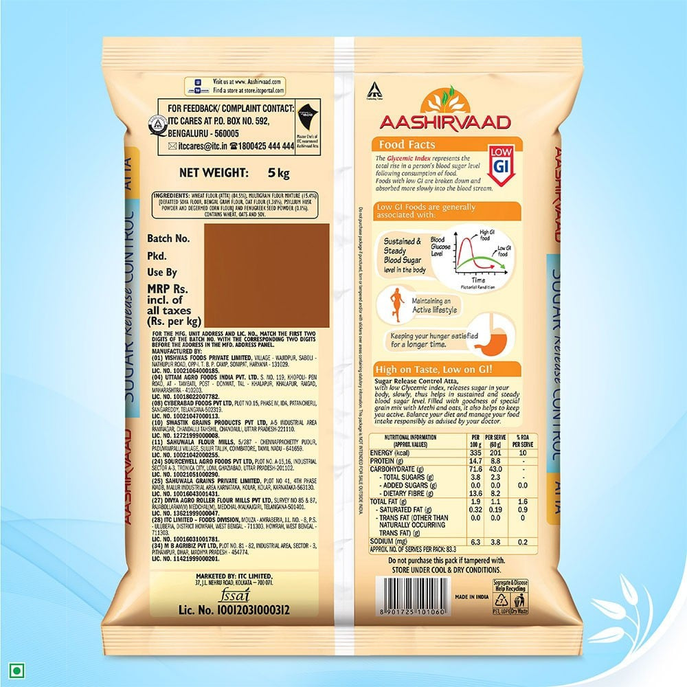 Aashirvaad Sugar Release Control Atta : 5 kg