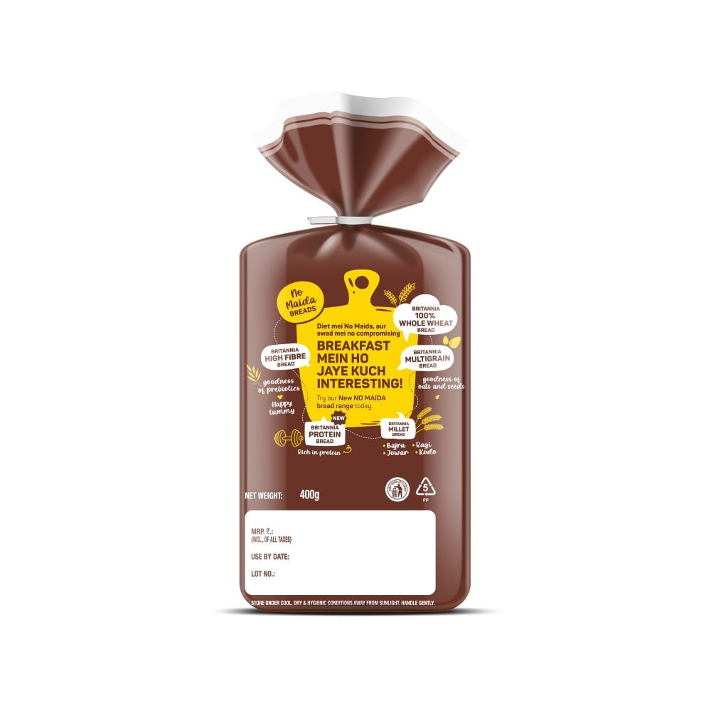 Britannia 100% Whole Wheat Bread (No Maida) : 400 g