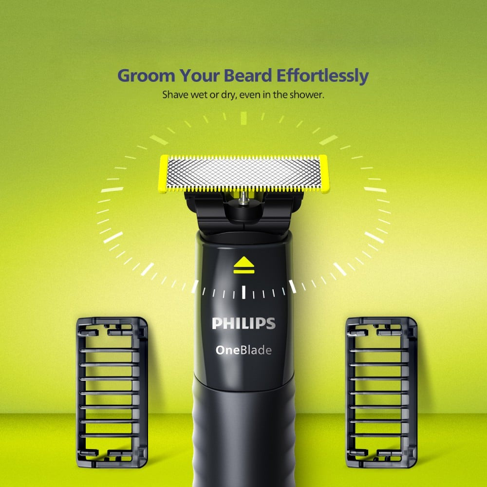 Philips QP1424/10 One Blade Hybrid Beard Trimmer and Shaver (Black) : 1 unit