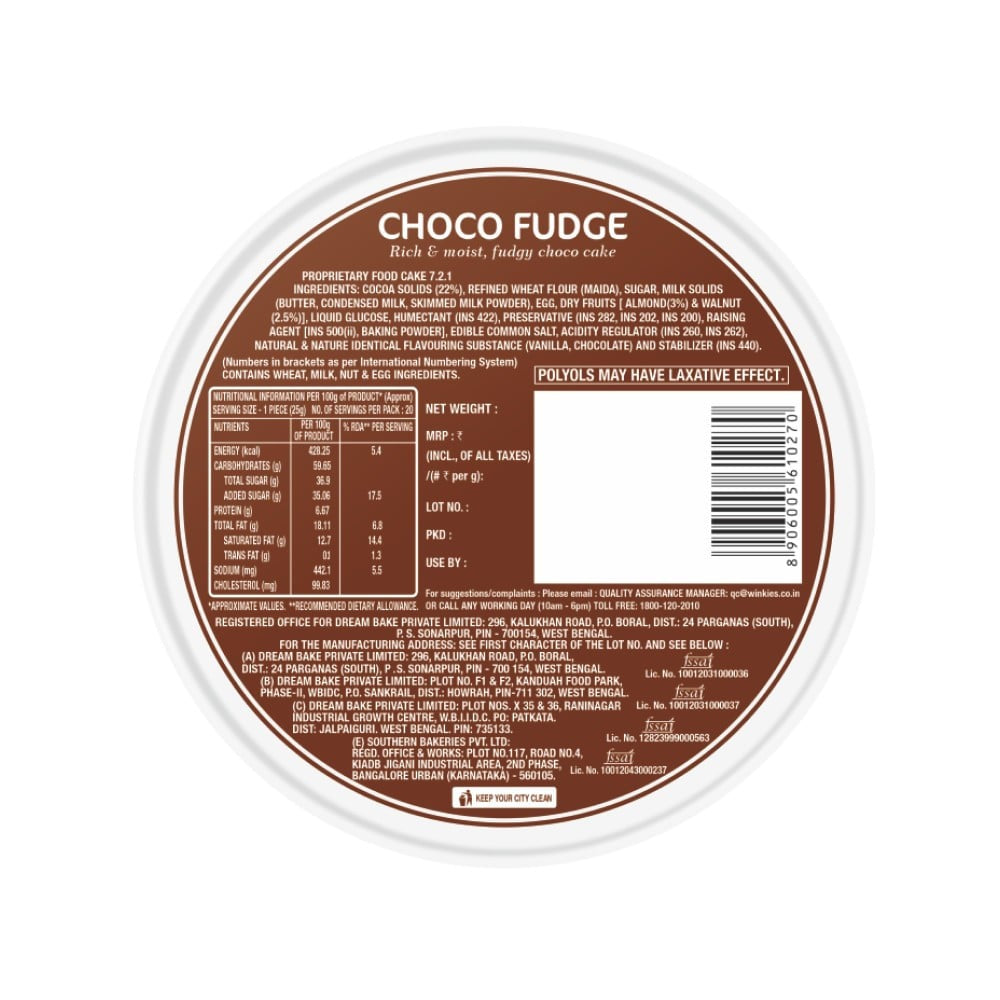 Winkies Choco Fudge Cake : 490 g