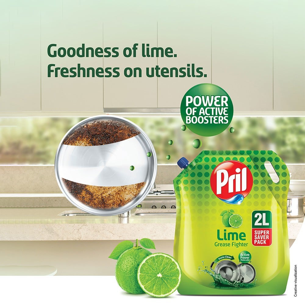 Pril Dishwash Gel (Lime) : 2 ltr